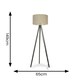 image 3 of ValueLights Barbro Grey Wood Tripod Floor Lamp Natural Shade