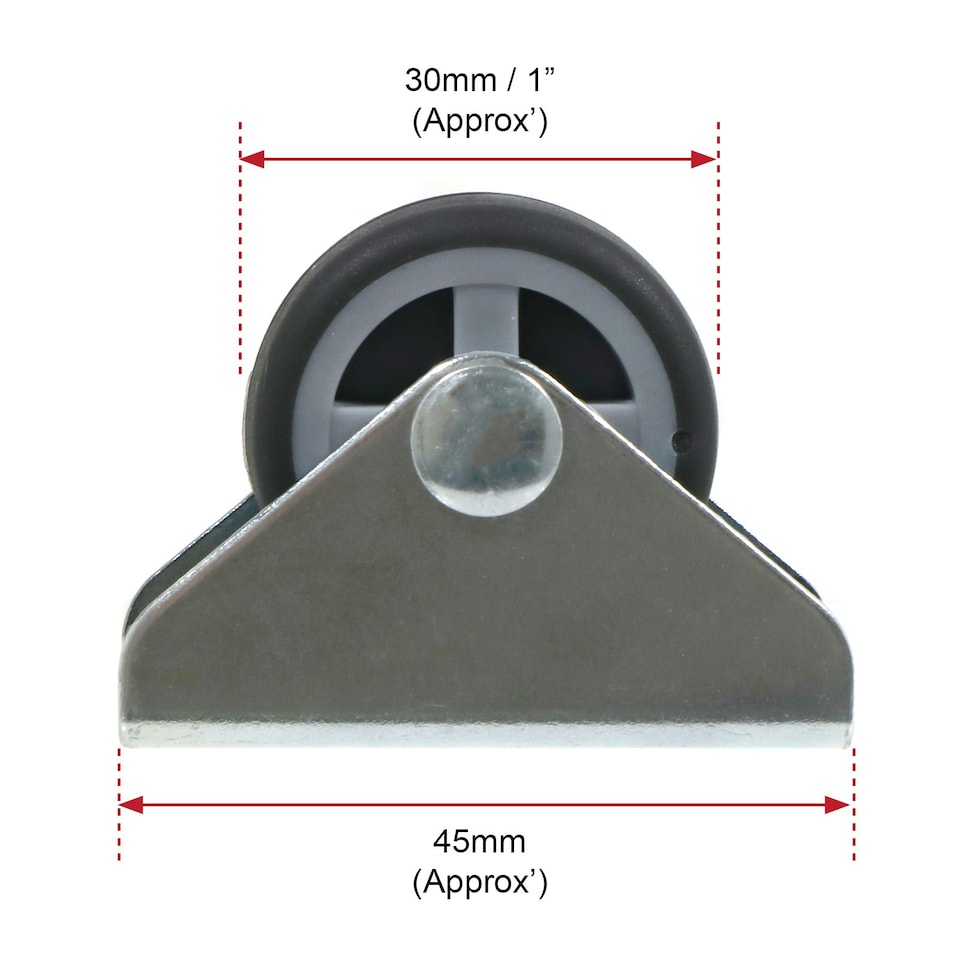 image 1 of SPARES2GO Castor Wheel Trolley Wheels Caster 32mm 1'' Mini + Screws Rubber Fixed x 4