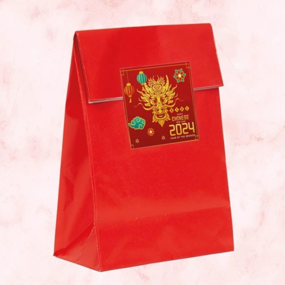 image 1 of Happy Chinese New Year 2024 Dragon Design Square Stickers 65mm - Sheet of 12