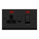 image 1 of SE HOME Matt Black Cooker Control Ingot 45A With 13A Switched Plug Socket & 2 Neons Black | Matt