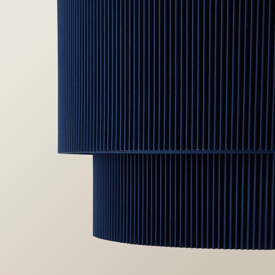 image 1 of ValueLights Mason Ruched Blue Two Tier Ceiling Shade and Bulb