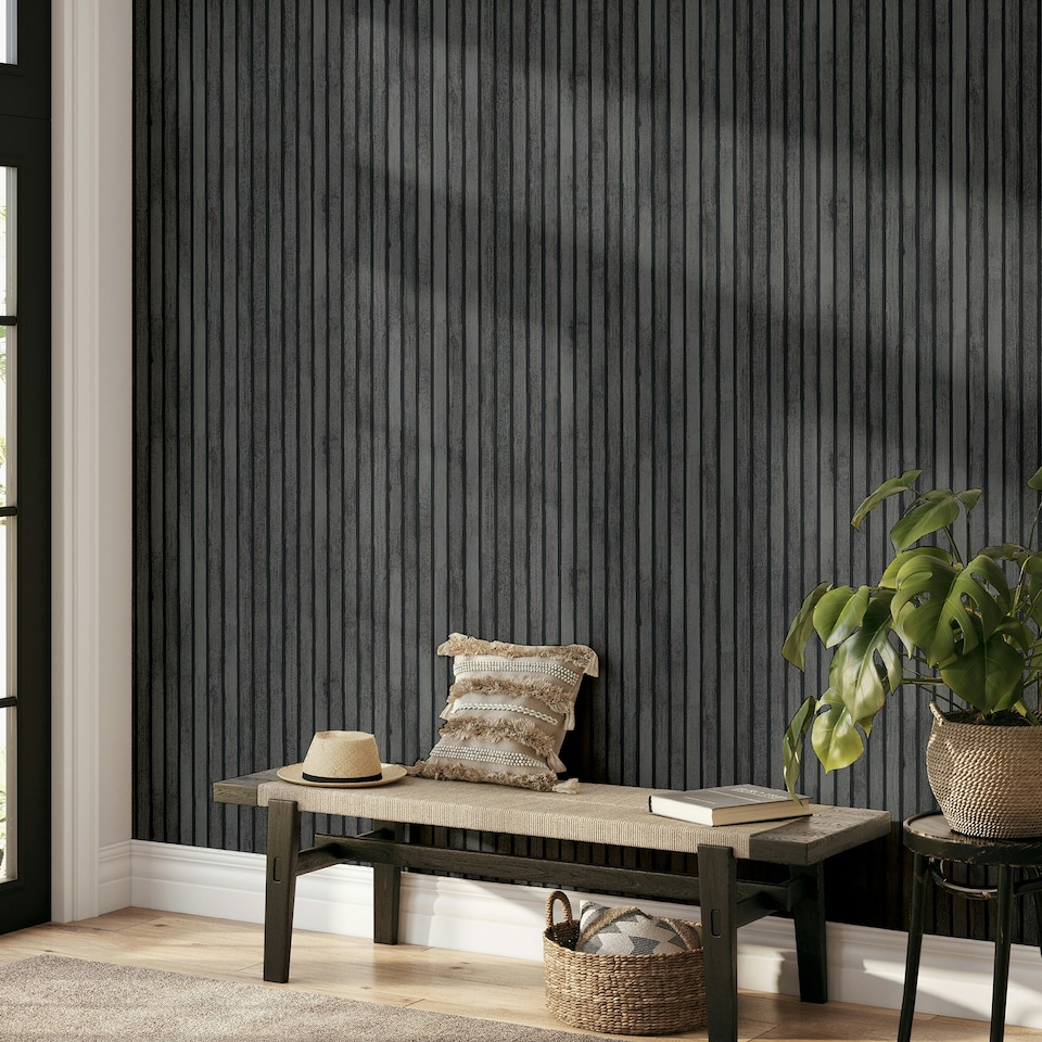 image 1 of Wood Slats Charcoal Grey