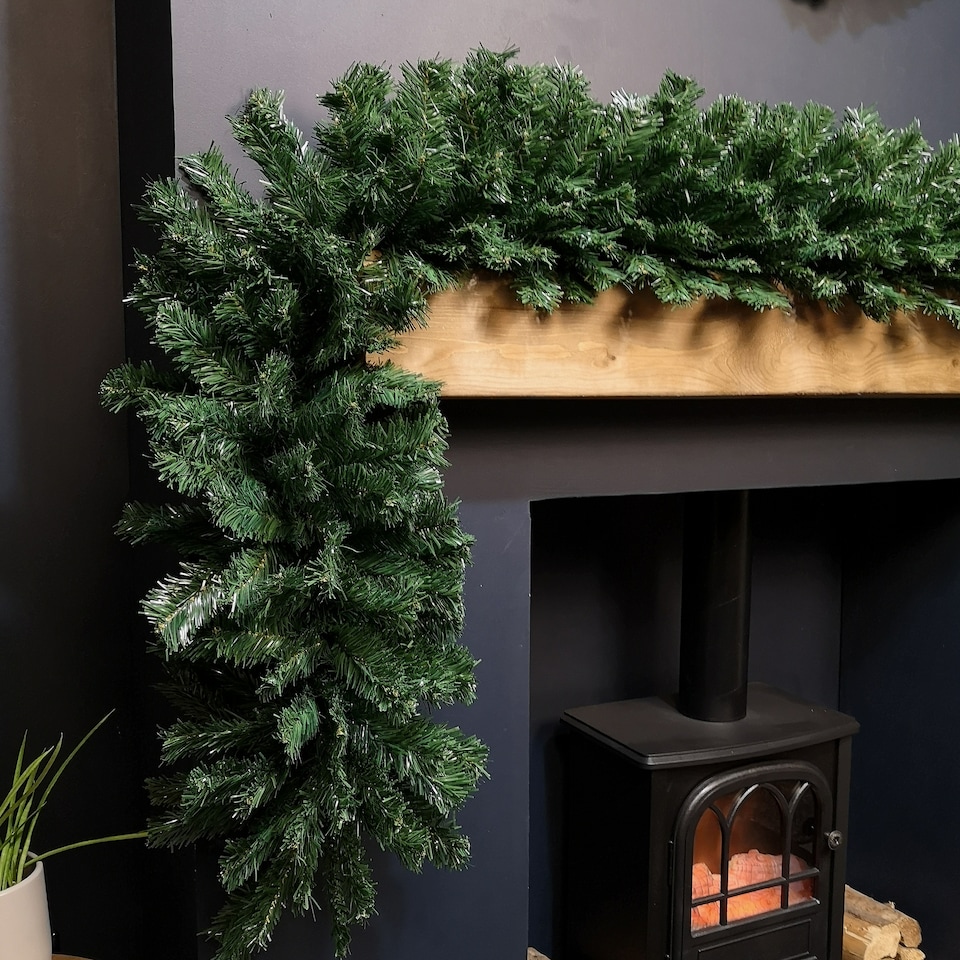 image 1 of 2.7m (9ft) x 38cm Premier Luxury Extra Bushy Plain Green Christmas Garland