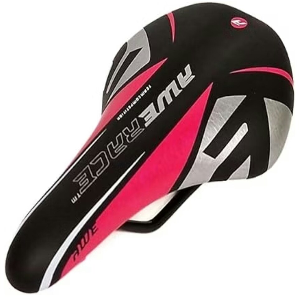 image 1 of AWE Unisex-Youth Junior MTB Pink/Black/Silver Bike Seat/Saddle With Steel Rails
