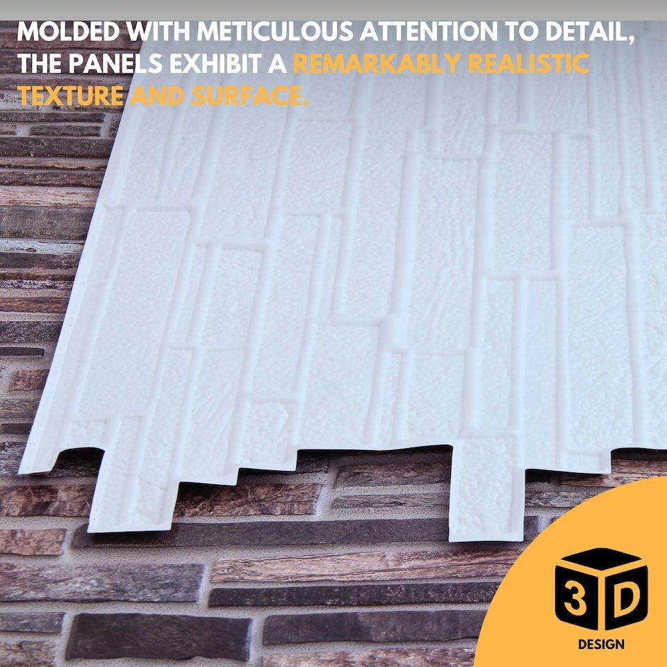 image 1 of NOVECRAFTO 3D Slim Stone Wall Panels – 6 PVC Sheets, Covers 2.76 sqm (29.76 sq ft), 96x48cm Each – Grey Slim Brick Effect Cladding, Moisture Resistant
