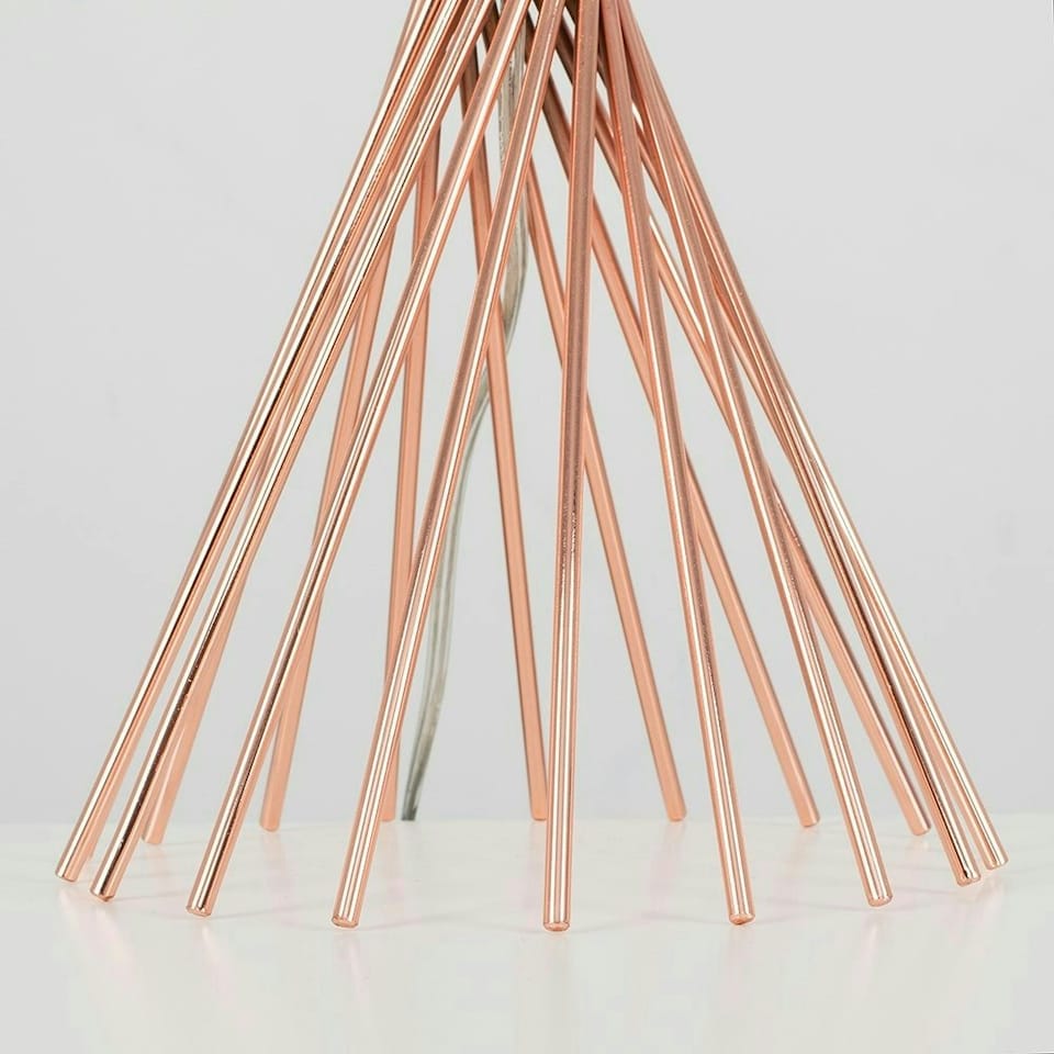 image 1 of ValueLights Gorforth Copper Table Lamp Black Tapered Shade
