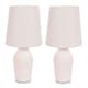 image 3 of ValueLights Arlo Pair of Rose Pink Ceramic Table Lamps with Pink Shades and LED Bulbs | Pink