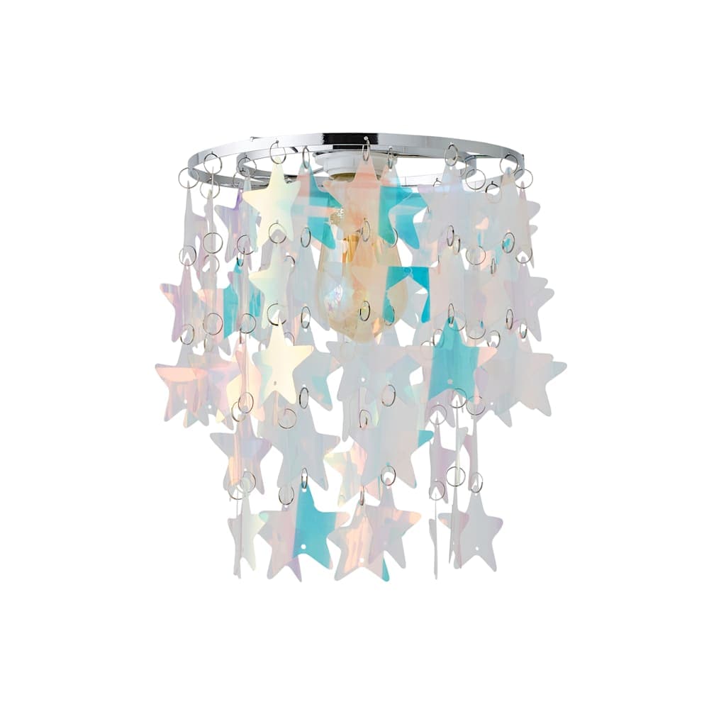 ValueLights Orla Irridescent 2 Tier Star Easy Fit Ceiling Lamp Shade & Bulb | Size: 9 inches