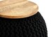 image 5 of Comfortable Black Woven Pouffe, Plump Round Body Pouffe For Bedroom, Chunky Pattern Pouffe For Livingroom | Black