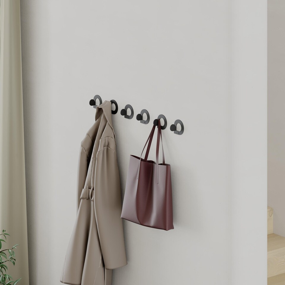 image 1 of Decortie Pino Metal Wall Hooks Set of 3 Black