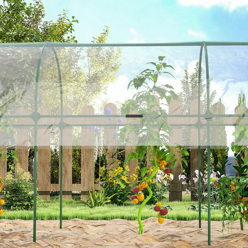 image 1 of Outsunny Tomato Greenhouse with Top Tap, Pointed Bottom and Guy Ropes, Clear