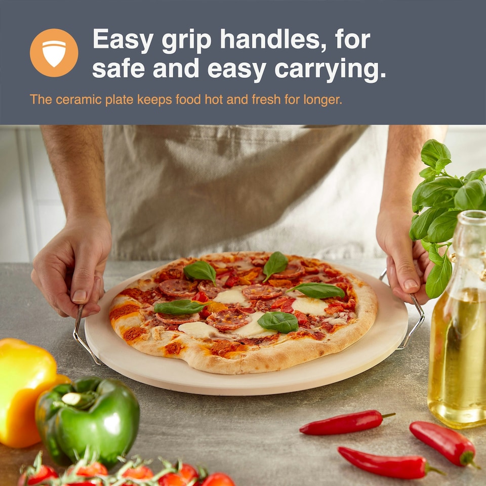 image 1 of VonShef Pizza Stone Set, 13" Baking Stone with Cutter & Stand
