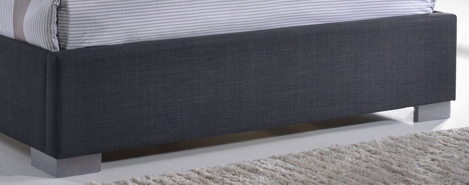 image 1 of 5ft King Size Grey, Woven Linen Fabric Upholstered Bed Frame Bedstead | Grey | Dark Grey | King
