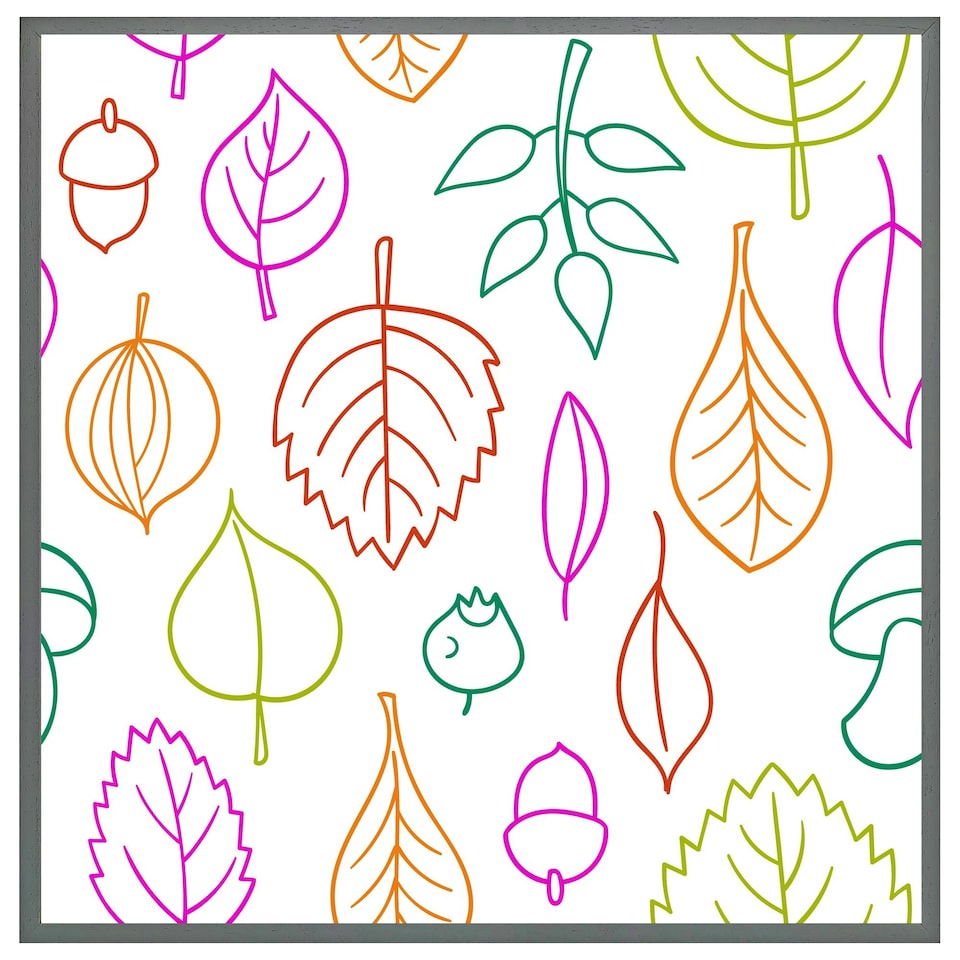 image 1 of Multi colour leaves illustration (Picture Frame) Brown | Oak | L