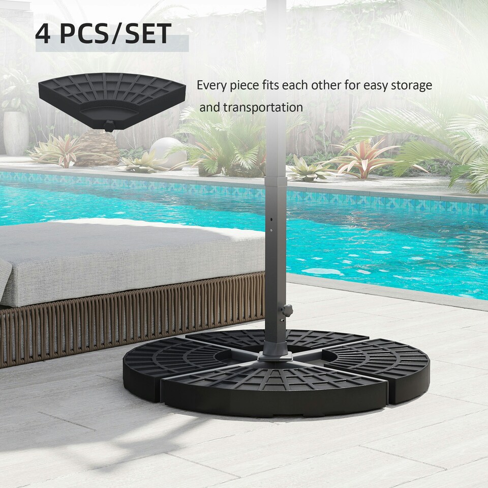 image 1 of Outsunny 4PC Umbrella Base Sun Parasol Stand Holder Weight Sand Water Filled