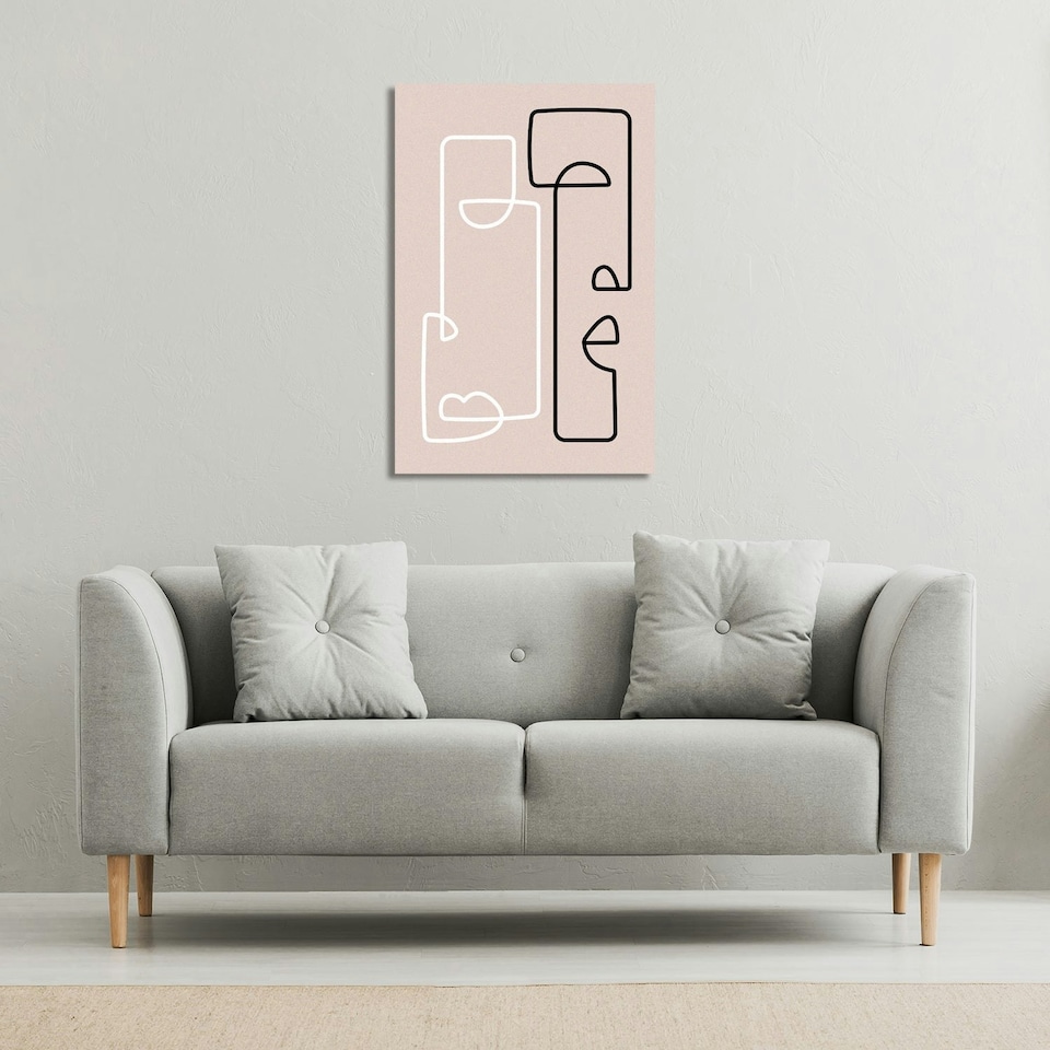 image 1 of line art of two faces (Canvas Print) 46 x 31 x 4cm