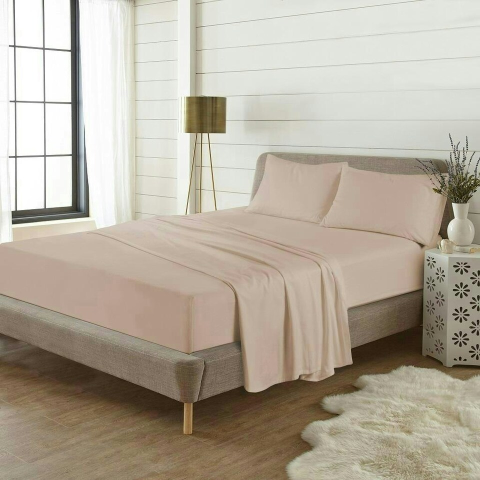 image 1 of Plain Dye Flannelette Latte Super King Sheet Set Brown | Super King