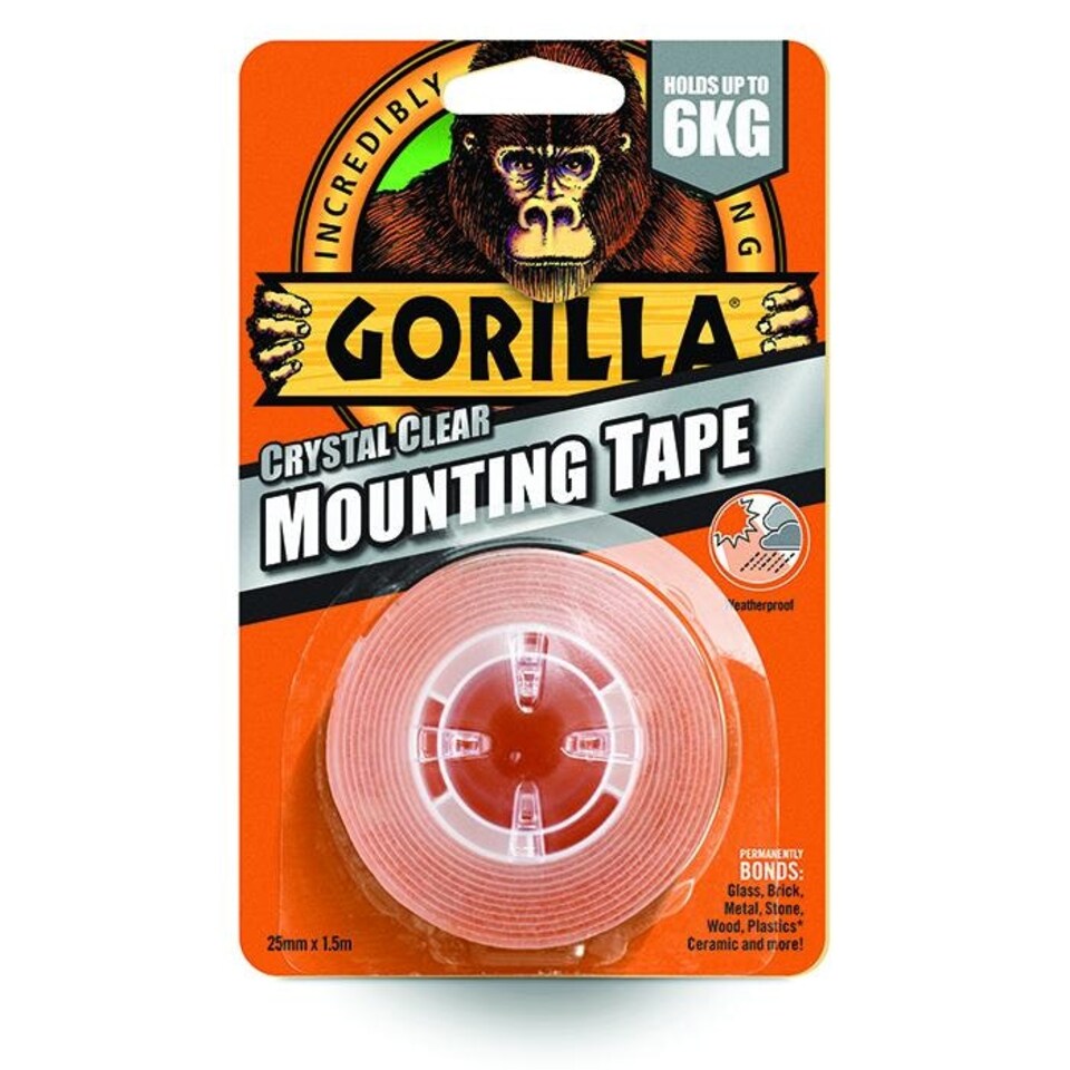 Gorilla Mounting Tape Clear 25mm x 1.5m - One Colour - One Size