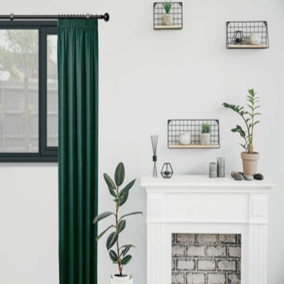 image 1 of 13 - 16mm Black Ball Metal Curtain Pole Set 150 - 280cm | Black | Black