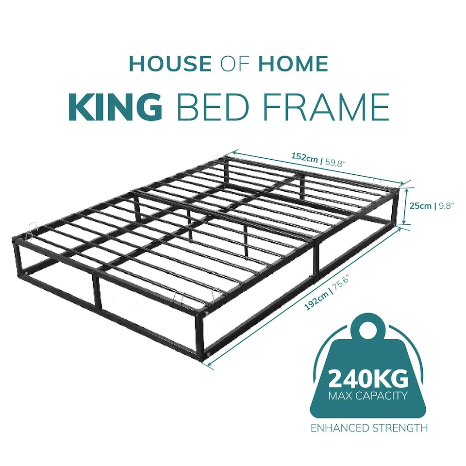 image 1 of King Bed Frame Extra Strong Platform Metal Frame Bedroom Easy Build (Copy)
