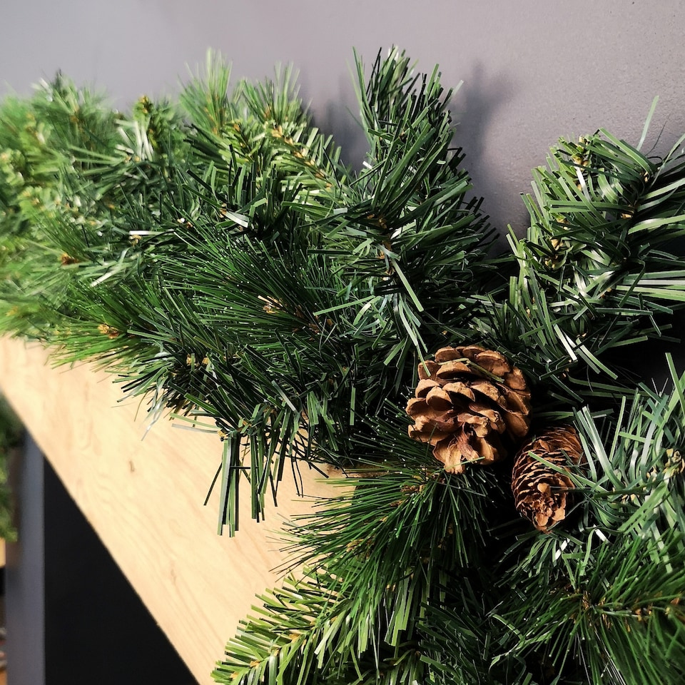 image 1 of 2.7m Green Christmas Garland with Pine Cones and Mixed Needles