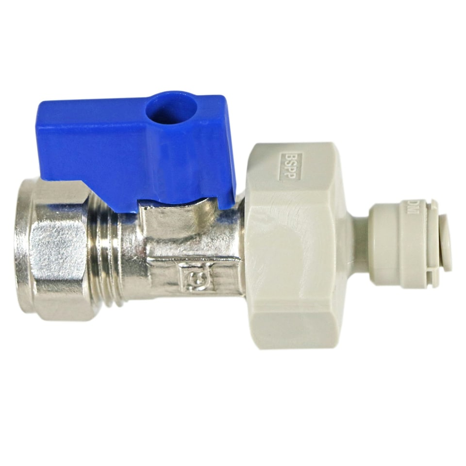 image 1 of SPARES2GO American Fridge Freezer 15mm Compression Valve 1/4" 3/4" BSP Water Tap Pipe Adaptor Connector