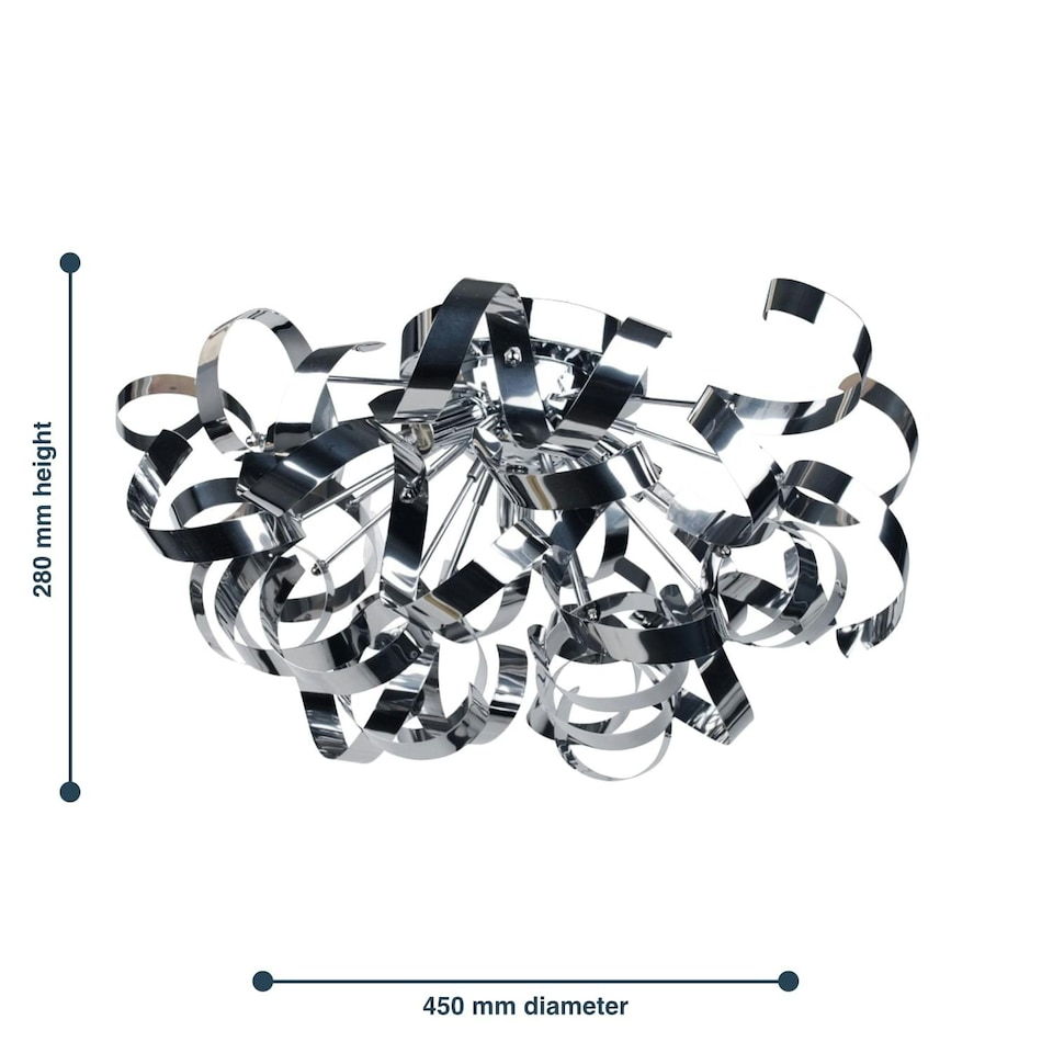 image 1 of First Choice Lighting Chrome Swirl Ribbon Dome Ceiling Fitting Chrome | Chrome