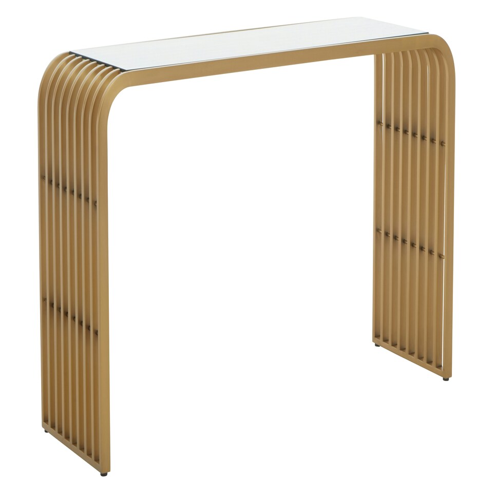 image 1 of Vogue Matte Gold Slatted Console Table Gold