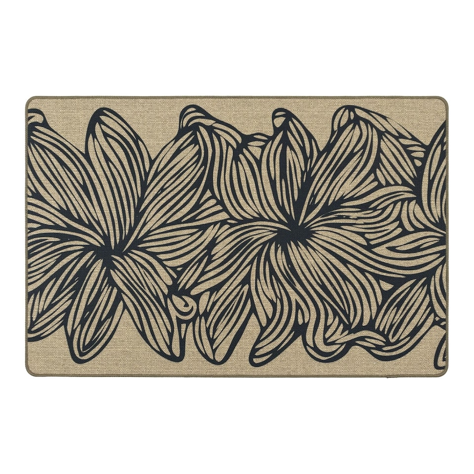 image 1 of JVL Elegance Machine Washable Entrance Doormat, 50x75cm - Flowers
