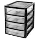 image 2 of 1 x Black A4 Table & Desktop Compact Bedside Plastic Storage Unit With 4 Clear Drawers Black