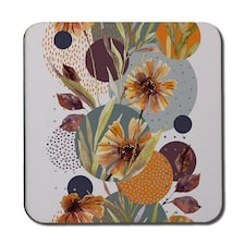 Orange Geometric With Flowers (Coaster)
