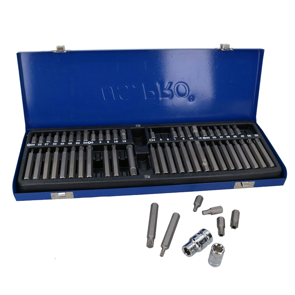 image 1 of Hex / Allen / Torx / Tamper / Star / Spline Sockets 58pc Set 3/8" 1/2" Dr AT910