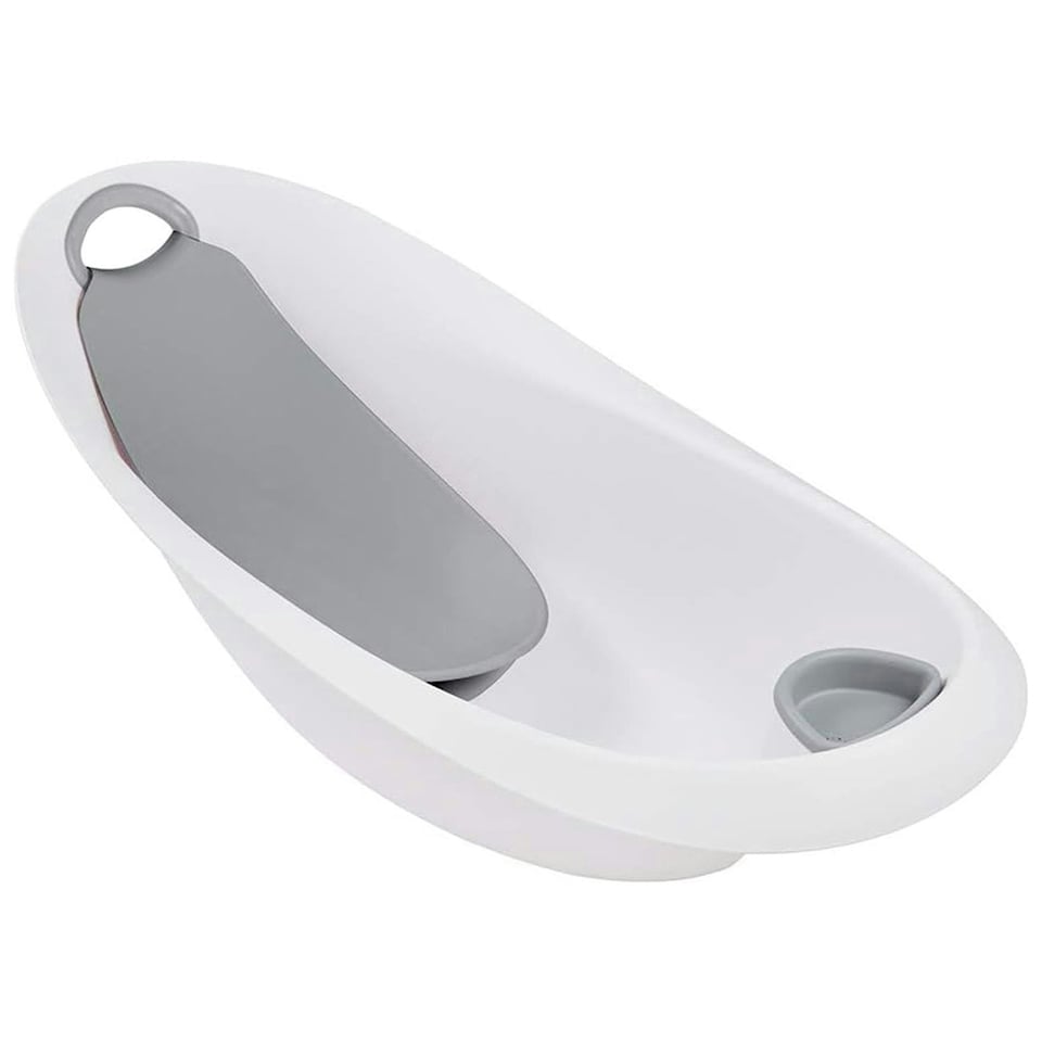 image 1 of Stars Ergonomic Baby Bath with Soft Handle & Plug - White