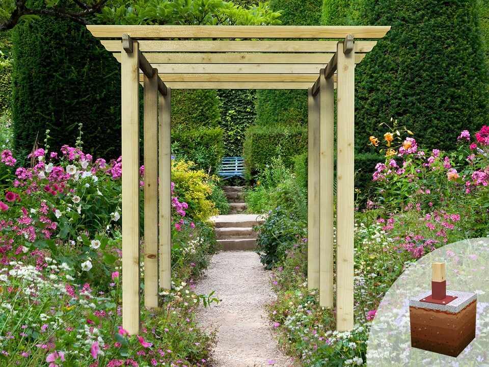 image 1 of eDecks HD Royal Walkway Garden Pergola w/ Steel Spikes 2.1m - 2.4 x 3.6m
