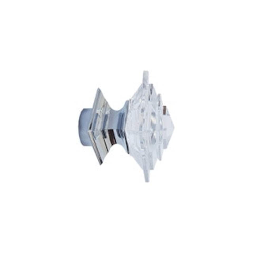 image 1 of 35mm Fixed Length Metal Curtain Pole Set Chrome Luxe Aztec Finial 150cm | Silver | Silver