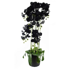 Large Black Orchid Plant Artifcial 41 REAL TOUCH flowers Botanik