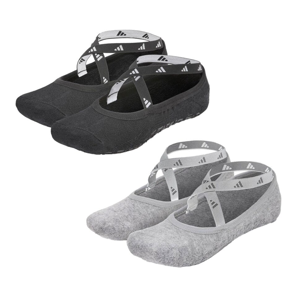 image 1 of Adidas Studio Yoga Socks — Silicone-Grip Full-Coverage Yoga and Pilates Socks. | Grey | Grey | M/L