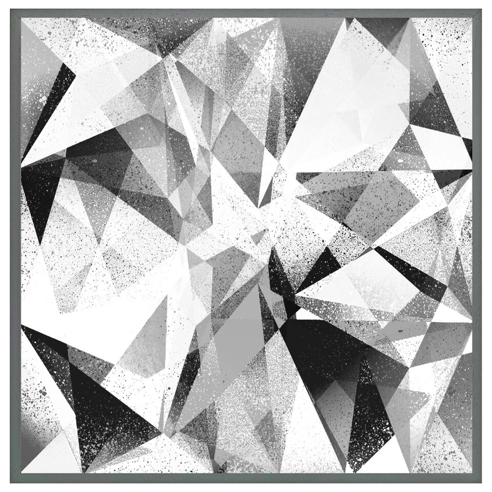 image 1 of Black & white geometric grunge pattern (Picutre Frame) White | XL