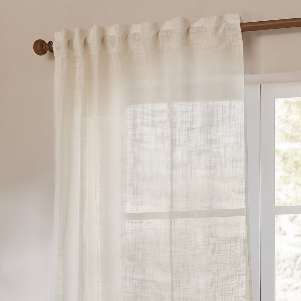 image 1 of Yard Cirrus Woven Sheer Curtain Panel | Cream | Pearl