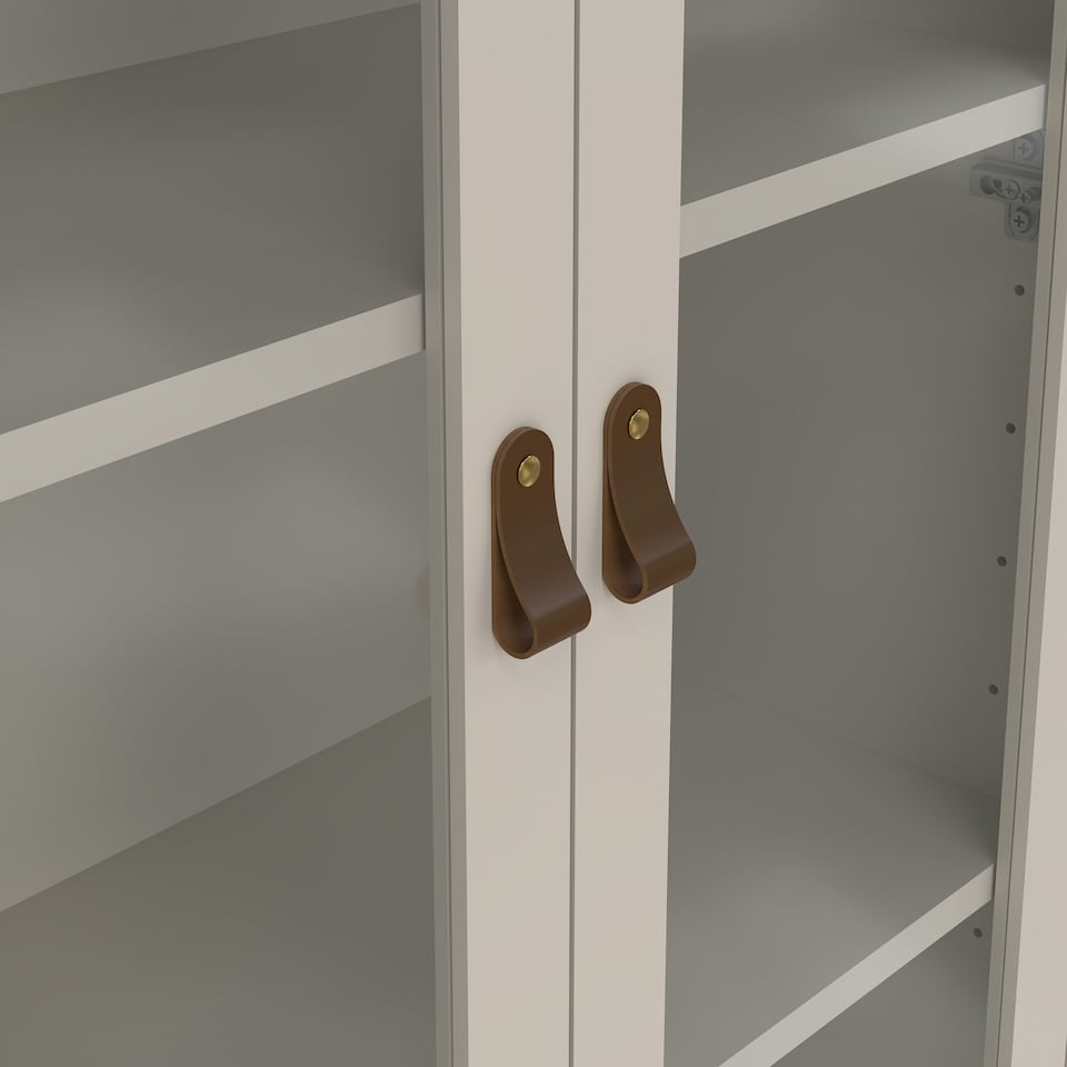 image 1 of Barcelona China Cabinet 2 Glass Doors with 3 Drawers in Cashmere Cream