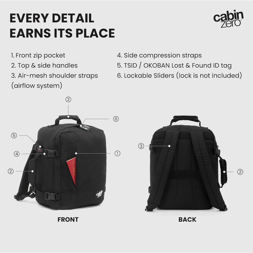 image 1 of CabinZero Classic 28L Lightweight Cabin Backpack, Airline Approved Underseat | Orange | Orange Chill