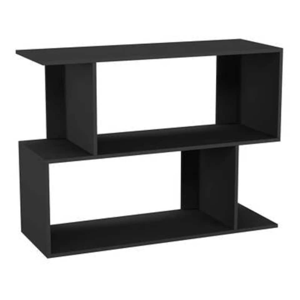 image 1 of 2-Tier Wooden Irregular Storage Unit - 80 cm Black | Black