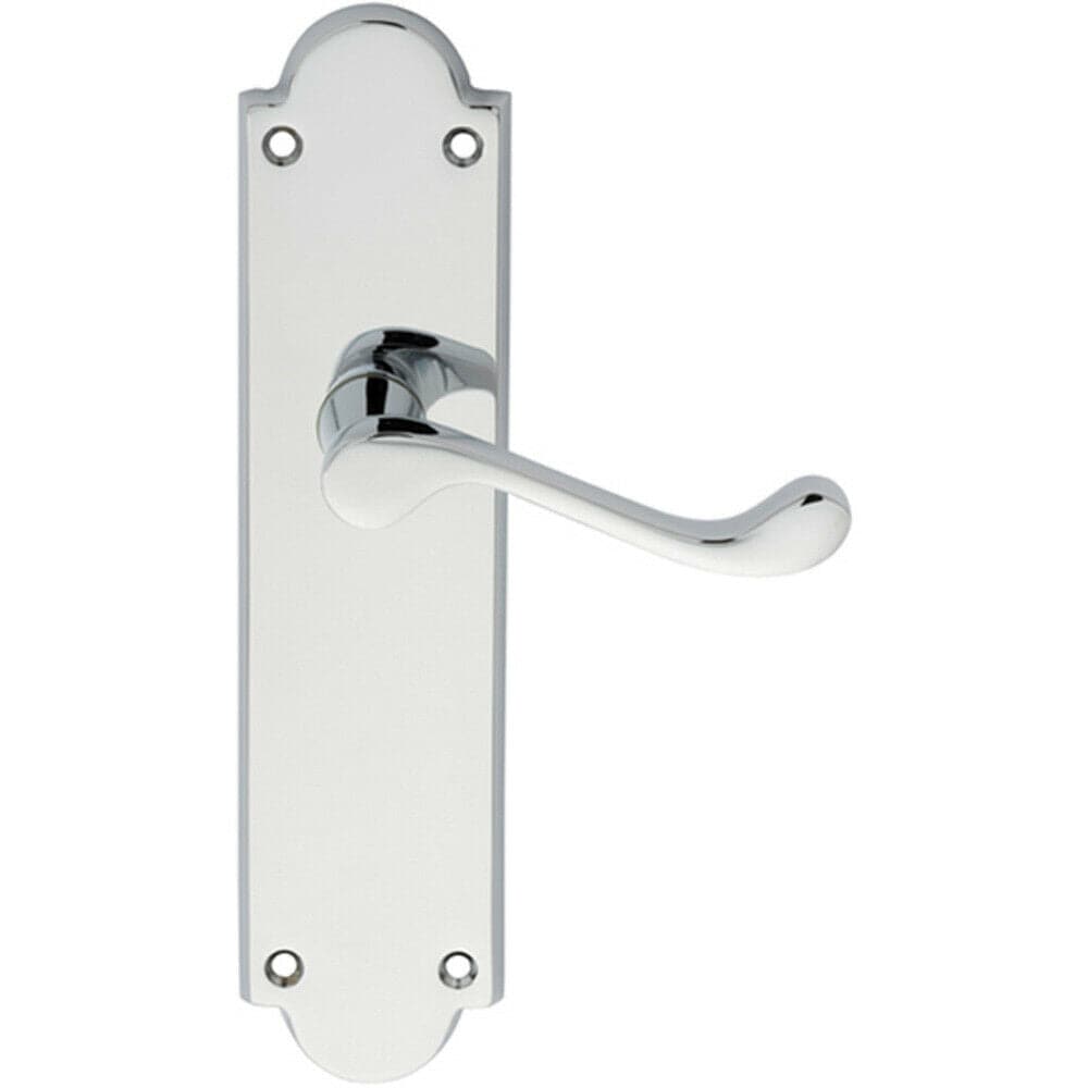 Loops PAIR Victorian Scroll Handle on Latch Backplate 205 x 49mm Polished Chrome