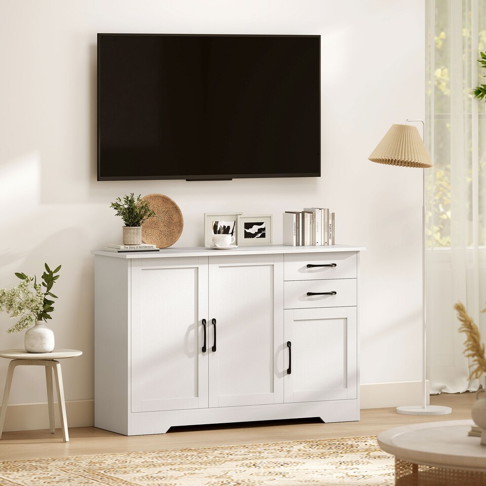 image 1 of HOMCOM Sideboard with Soft-Close Doors, Modern Storage Cabinet White