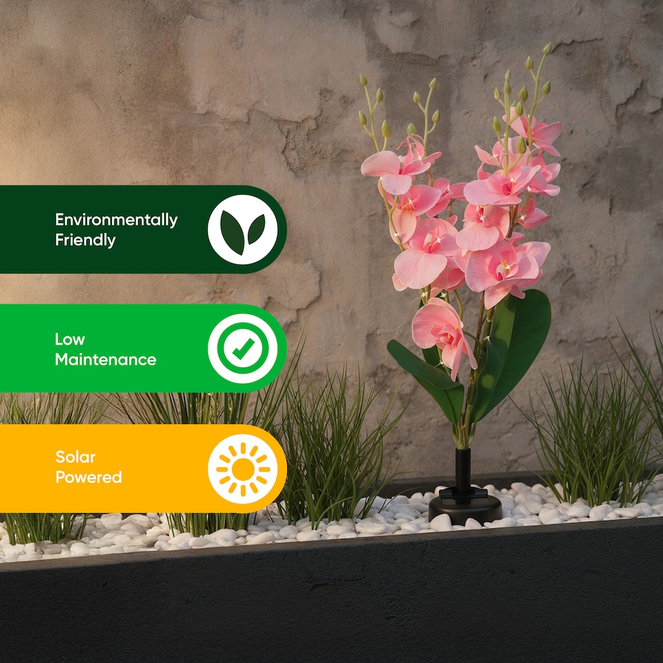 image 1 of Gardenwize Solar Orchid Lights with 30 Warm LED's