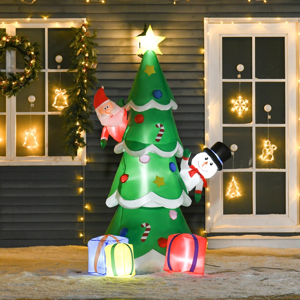 image 1 of HOMCOM 7FT Christmas Inflatable Tree LED Lighted for Indoor Outdoor Decoration