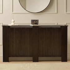 OHS Ribbed Large Radiator Cover Slatted Engineered Wood | Brown | Dark Brown Wood