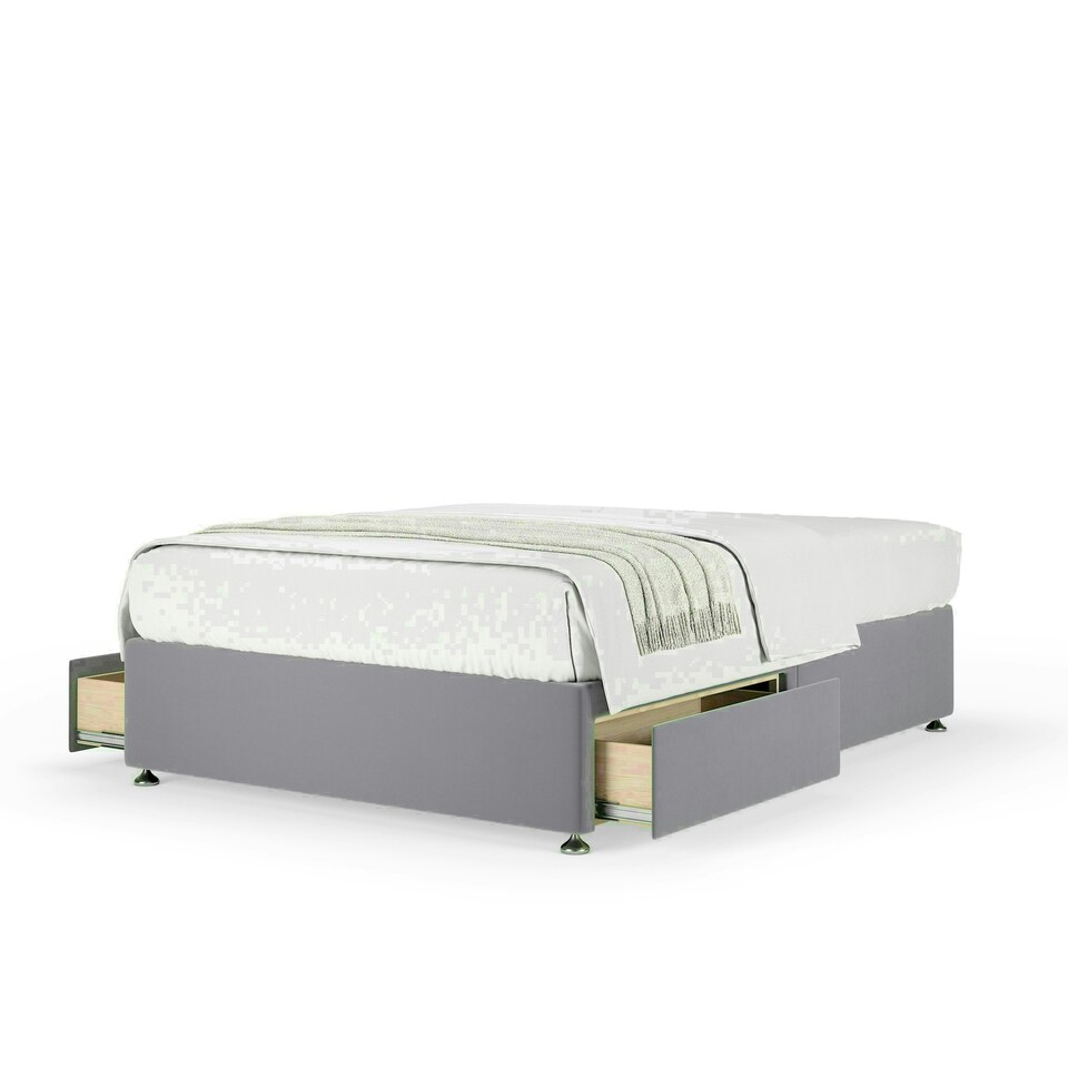 Silver Plush Velvet 2 Drawer Divan Base Double