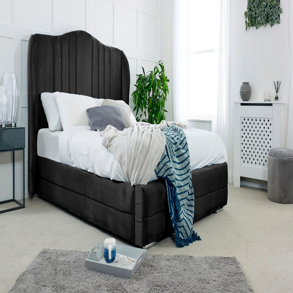 Dorridge Plush Double Bed Frame - Black