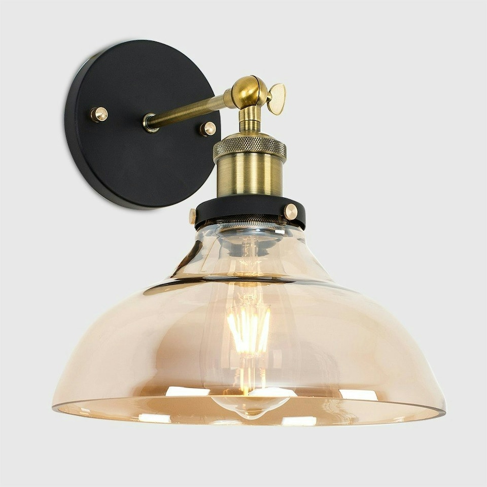 image 1 of ValueLights Wallace Black Indoor Wall Light and E27 Pear LED 4W Warm White 2700K Bulb | Orange